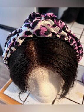 Jennifer Behr Designer Black and Pink Satin Knotted Headband